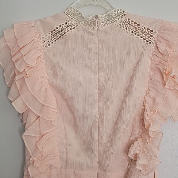Saint+ Secrets Oakland High Neck Ruffle Detail Dress waist tie Blush Pink Small - Picture 7 of 13